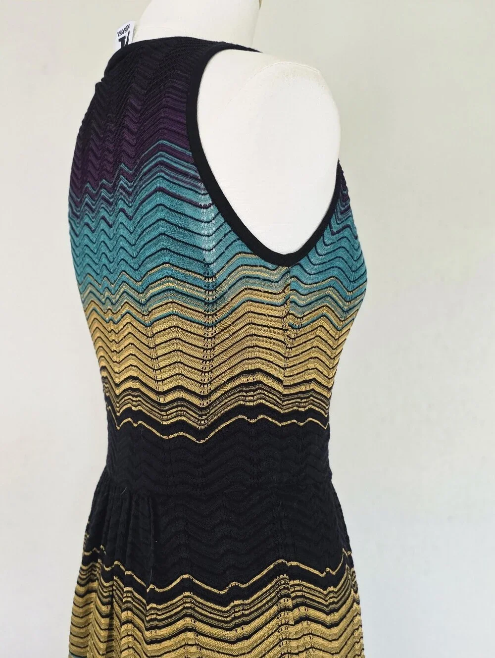 Vtg Missoni M Chevron Zig-Zag Sleeveless Knit Dress Colorblock Size IT 44 - Picture 7 of 12